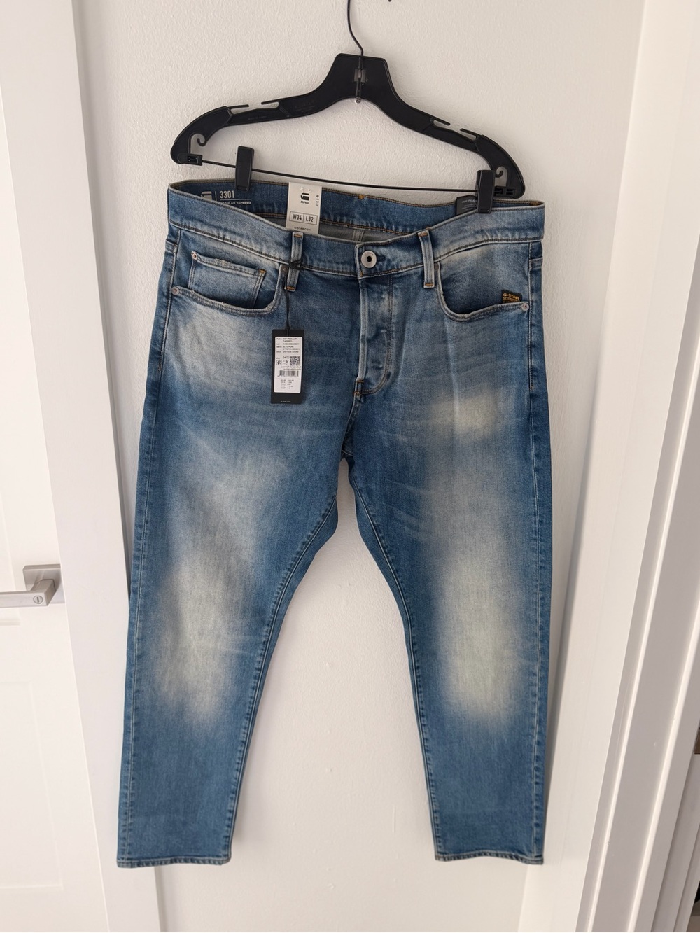 G-Star RAW 3301 Regular Tapered Men's Jeans W34 L32 Blue Denim NWT